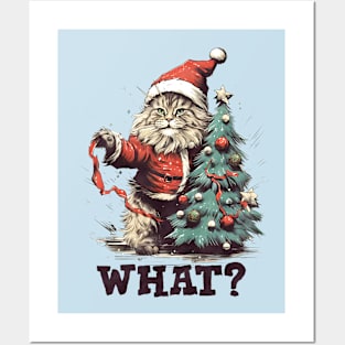 Funny Cat Christmas, What Cat trendy xmas Posters and Art